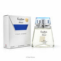 Emotion Rasasi Pour Homme Eau De Parfum 100ml bottle with its original silver and blue packaging box, displayed on a clean white background.