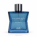 A bottle of Daareh Arab perfume extract in a translucent blue glass bottle with a silver cap, shown against a plain white background.